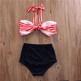 Mommy and me matching mom and baby Pin up stripe up stripe swimsuit