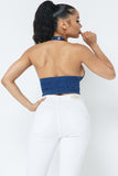 Ladies halter denim crop top