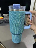 40oz luxury Bedazzled rhinestone bling Stanley inspired tumbler with handle