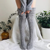 Over the knee warm winter knitted boots cuff socks