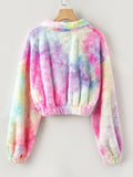 Fuzzy rainbow tie dye fashion sweatshirt Sweater