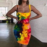 Ladies 3d money print fashion dress