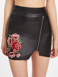 “Candy” Floral embroidery zipper detail mini skirt