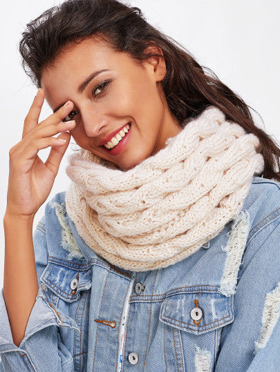Crochet knitted double infinity scarf
