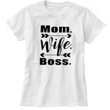 Mom Wife Boss arrow printed tshirt