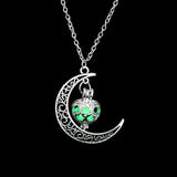 Trendy Hot Moon Glowing Gem Necklace Silver Plated Jewelry