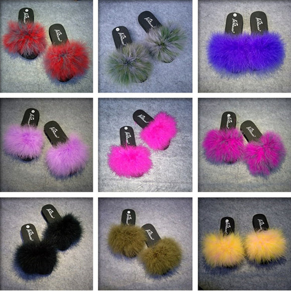 “Icon dolls” aqua collection fur fluffy fuzzy slides slippers