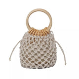 Boho vintage straw woven mini hobo bag