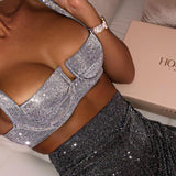 Glitter detail bralette crop top