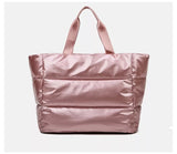 Waterproof wet dry puffer tote handbag