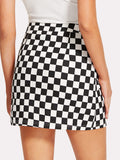 Checkered mini fashion skirt