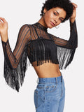 Chic Fringe sheer crop top