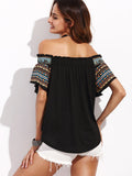 African tribal print off the shoulder blouse