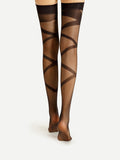 Bandage lace up mesh over the knee stockings