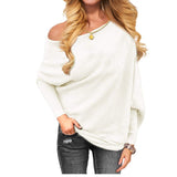 Off the shoulder dolman loose fit sweater top