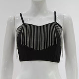 Ladies Rhinestone bustier detail crop top