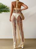 Ladies crochet boho long maxi bikini swimsuit coverup dress