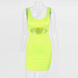 Neon cutout bodycon mini dress
