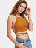 Strappy lace up crop top