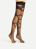 Bandage lace up mesh over the knee stockings