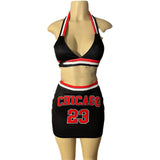 Ladies basketball sports 2 piece crop top skirt set dress