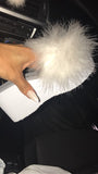 “Icon dolls” Fluffy fur wedge platform slides slippers