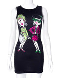 Ladies cartoon graphic fashion mini dress
