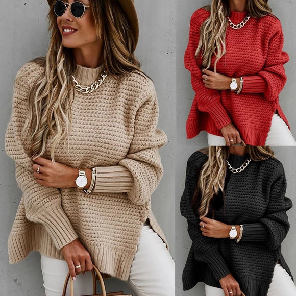 Ladies trendy Oversize knitted sweater top