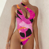Ladies print inspired cutout one piece bikini swimsuit