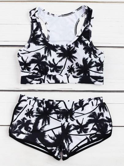 “Sunset” tropical tankini shorts 2 piece swimsuit