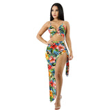 “Aloha” 2 piece crop top skirt set