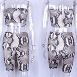Trendy Snake skin print 2 piece crop top pants set