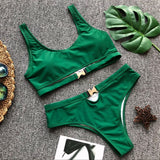 “Secure the bag” cutout buckle 2 piece swimsuit set
