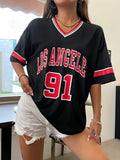 Women Los Angeles oversize sports varsity tshirt