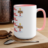 Santa clause and north pole Two-Tone Coffee Mugs, 15oz