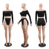 “Range” Denim lace up high waist shorts