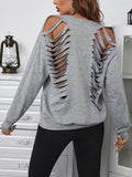 Women cutout back pullover sweatshirt