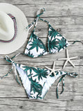 Leaf print 2 piece bikini swimsuit