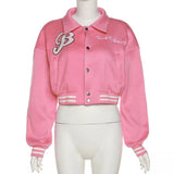 Dolls y2k varsity letter baseball jacket