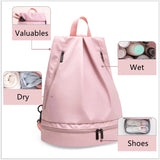 Wet dry fitness yoga travel casual backpack with shoes compartment