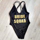 Bride Squad one piece monokini cross back swimsuit