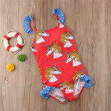 Unicorn ruffle Mommy and me baby matching one piece swimsuit