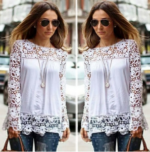 Crochet lace detail chiffon top