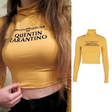 Written and directed by Quentin Tarantino turtle neck crop top