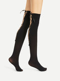Over knee lace up back stockings socks