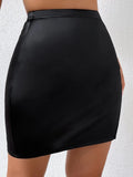 Cutout chain design side split mini skirt