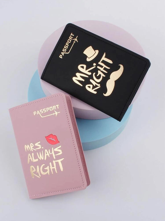2pcs couples always right travel passport case cover
