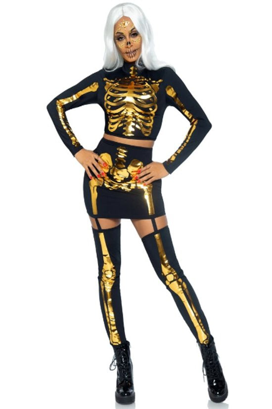 Golden X-ray skeleton 2 piece set Halloween costume