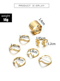 Gold tone 7pcs set irregular rings