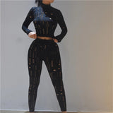 Distressed cutout 2 piece leggings set